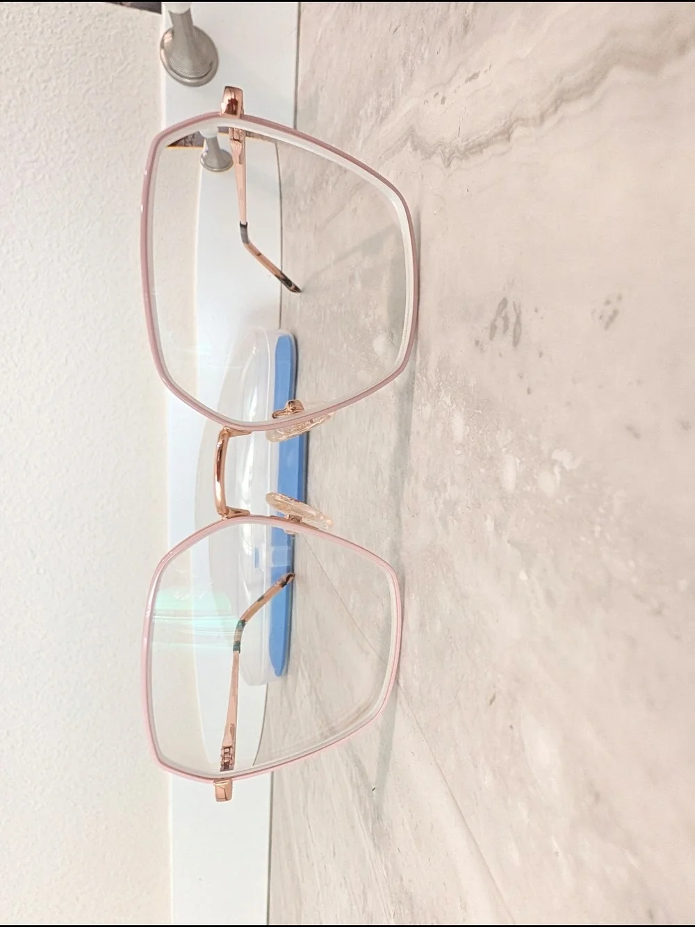 Pink Rim Rose Gold Metal Oversized Eyeglasses